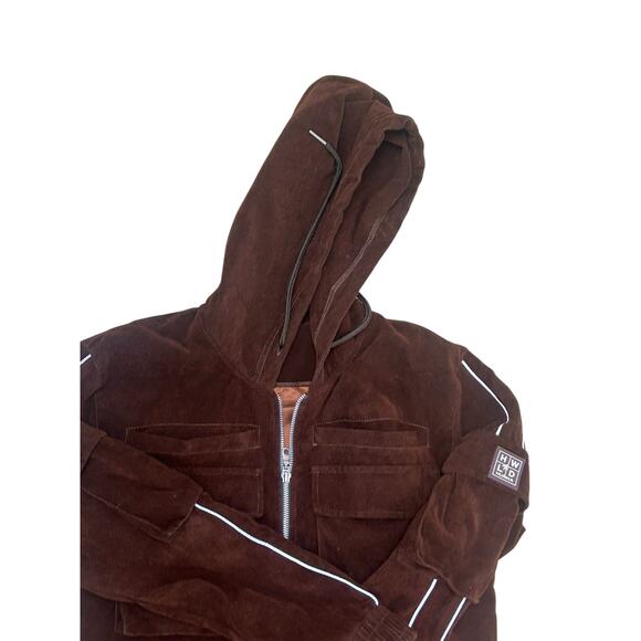 HWLD Hunna Brown Zip Lore Jacket Size Small Chocolate Streetwear - Picture 3 of 8